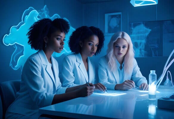 cliente dynamique, trois femmes travaillant sur un projet