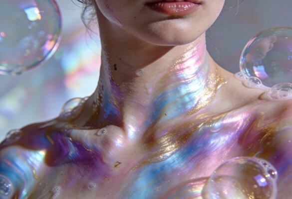 Illustration d'une boussole abstraite composée de lignes lumineuses et de formes organiques, entourant une silhouette humaine au centre.