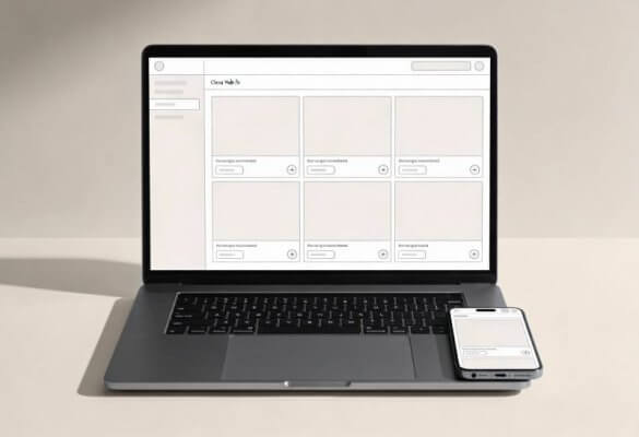 Interface digitale structurée et lisible représentant le cadrage ui