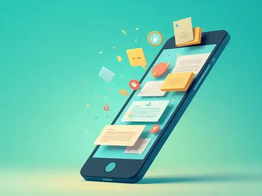 Smartphone avec notifications de messageries montrant une information importante noyée dans le flux.