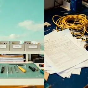 Image contrastée entre harmonie et confusion dans une relation client.